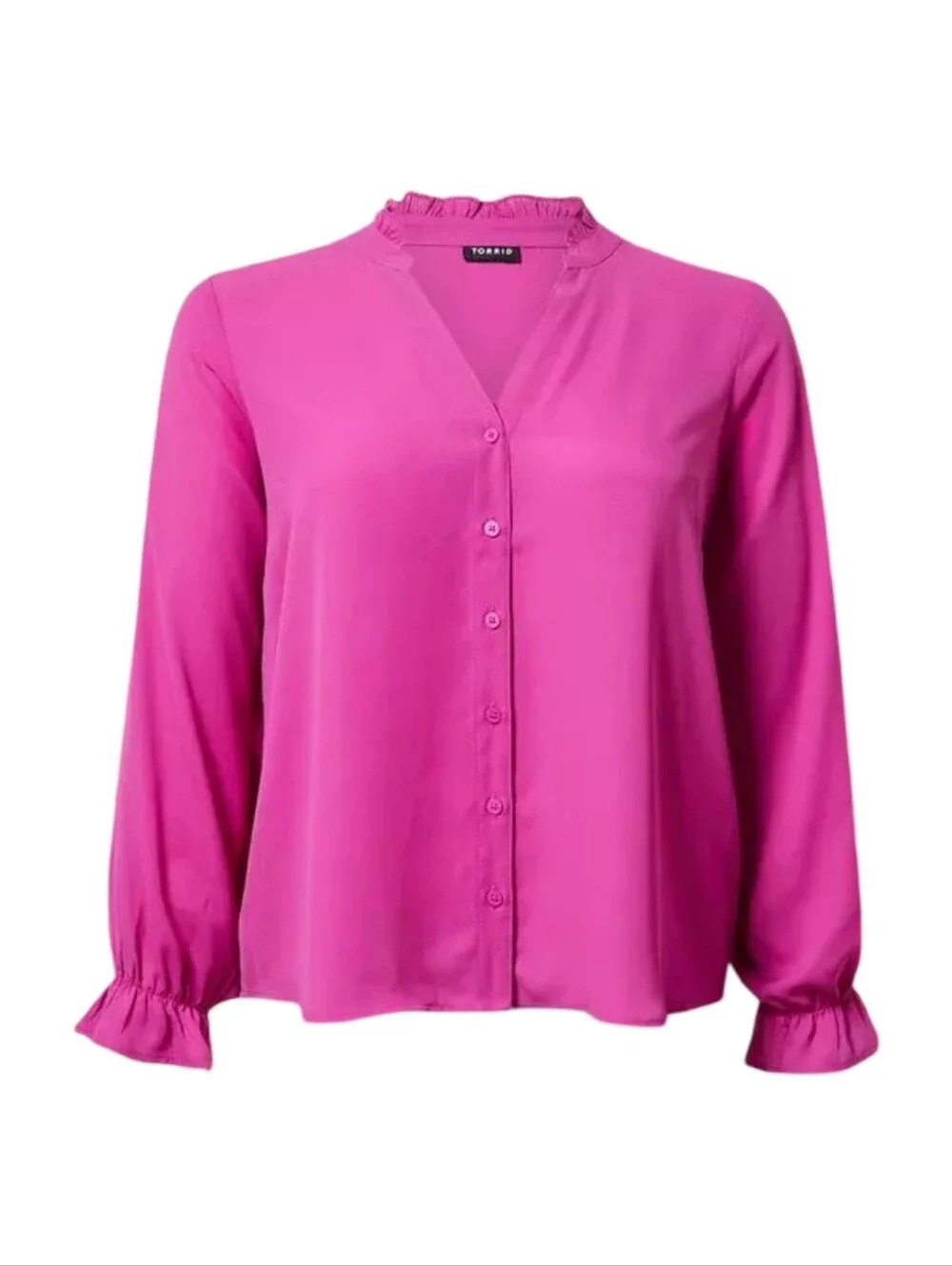 torrid Georgette Button-Down Raspberry Lantern Sleeve Shirt Blouse Plus Size 2X